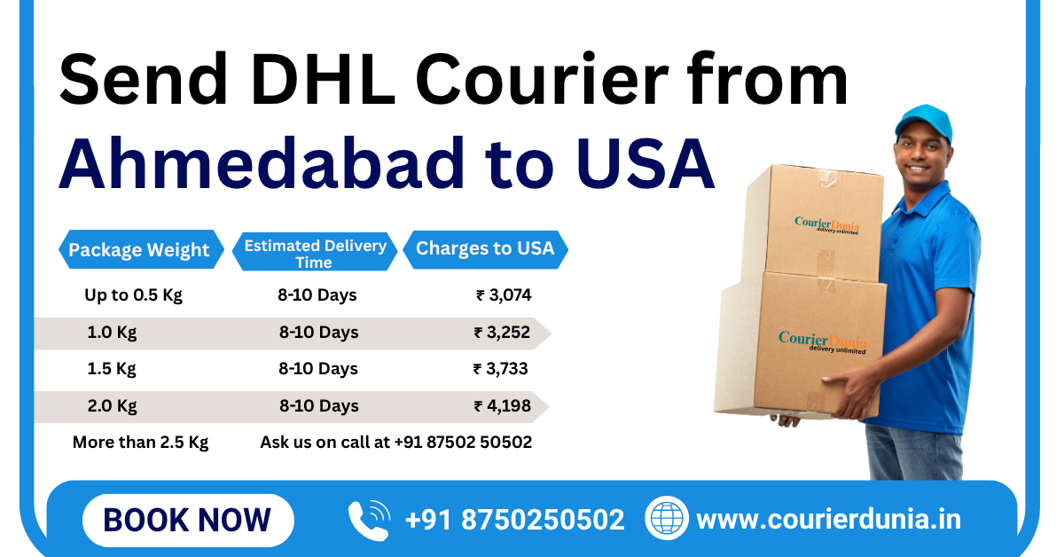 DHL Courier from Ahmedabad to USA  with Courier Dunia